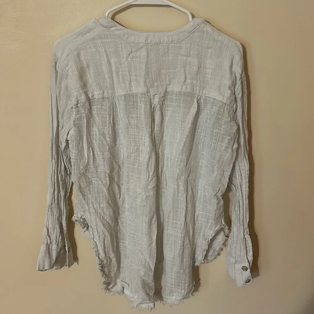 Free People Talk to Me Henley Button Shirt Raw Hem small